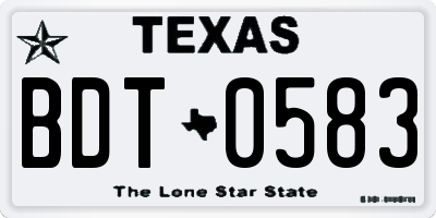 TX license plate BDT0583