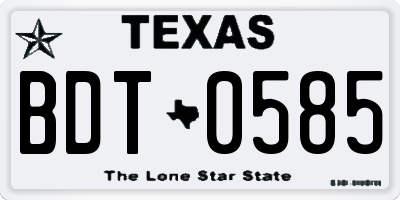 TX license plate BDT0585