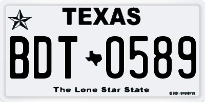 TX license plate BDT0589