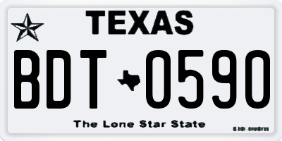 TX license plate BDT0590