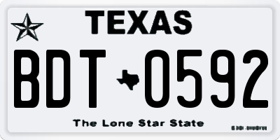 TX license plate BDT0592