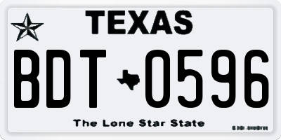 TX license plate BDT0596
