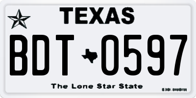 TX license plate BDT0597