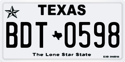 TX license plate BDT0598