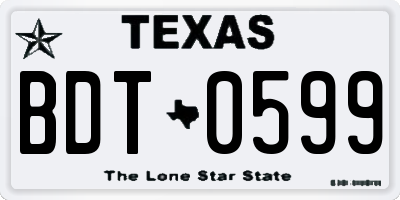 TX license plate BDT0599