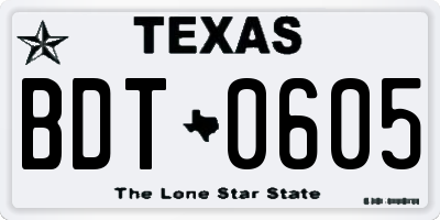 TX license plate BDT0605