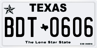 TX license plate BDT0606