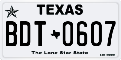 TX license plate BDT0607