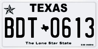 TX license plate BDT0613