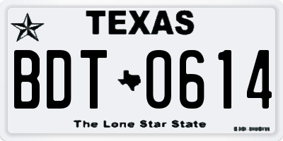 TX license plate BDT0614