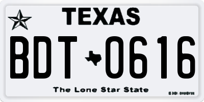 TX license plate BDT0616