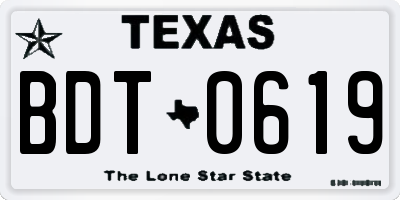 TX license plate BDT0619