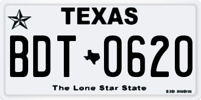 TX license plate BDT0620