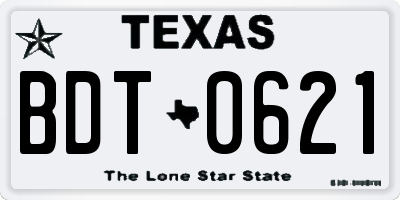 TX license plate BDT0621