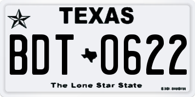 TX license plate BDT0622