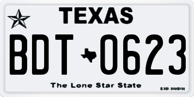 TX license plate BDT0623