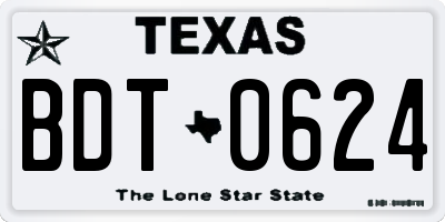 TX license plate BDT0624