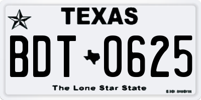 TX license plate BDT0625