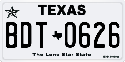 TX license plate BDT0626