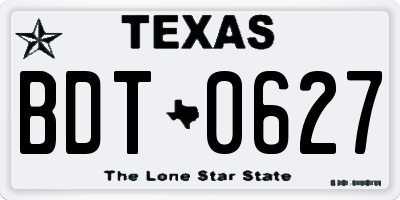 TX license plate BDT0627