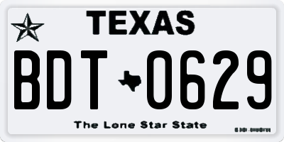 TX license plate BDT0629