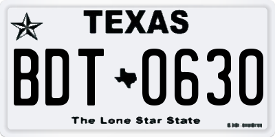 TX license plate BDT0630