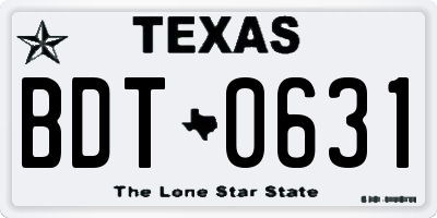TX license plate BDT0631