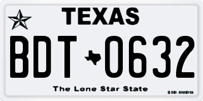 TX license plate BDT0632