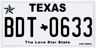 TX license plate BDT0633