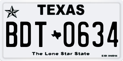 TX license plate BDT0634