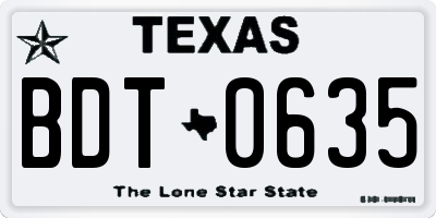 TX license plate BDT0635