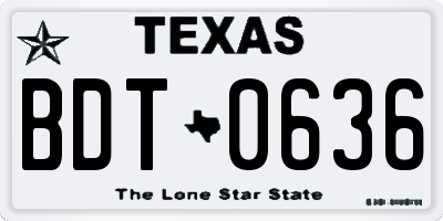 TX license plate BDT0636