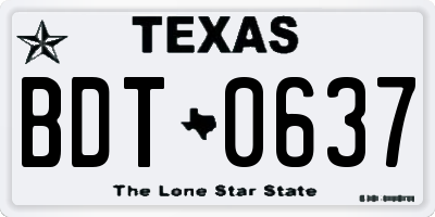 TX license plate BDT0637