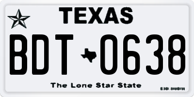 TX license plate BDT0638