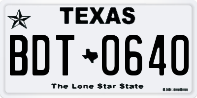 TX license plate BDT0640
