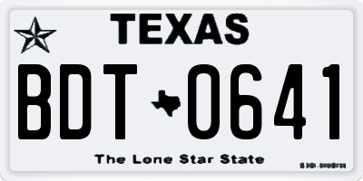 TX license plate BDT0641