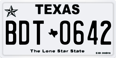 TX license plate BDT0642
