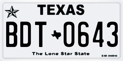 TX license plate BDT0643