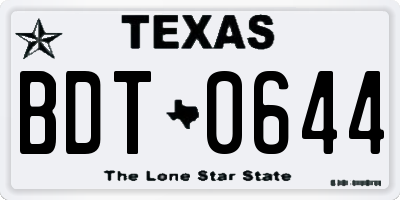 TX license plate BDT0644