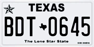 TX license plate BDT0645