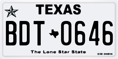 TX license plate BDT0646