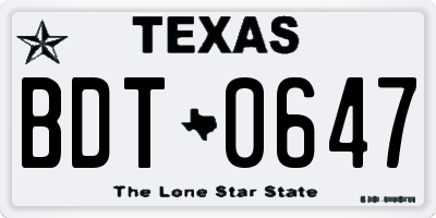 TX license plate BDT0647