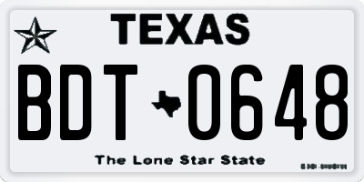 TX license plate BDT0648