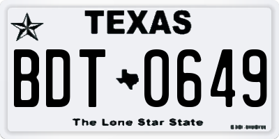 TX license plate BDT0649