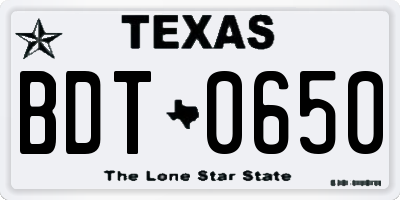 TX license plate BDT0650