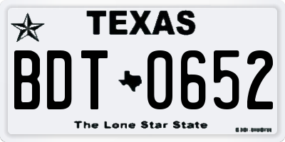 TX license plate BDT0652