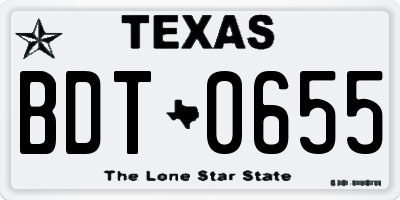 TX license plate BDT0655