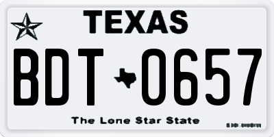 TX license plate BDT0657