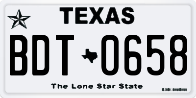 TX license plate BDT0658