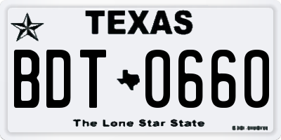 TX license plate BDT0660